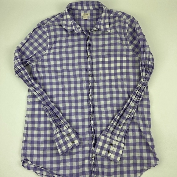 J Crew Button Up Shirt Womens Small Purple Plaid - Picture 1 of 9